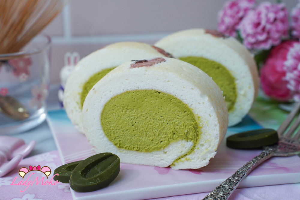 天使蛋糕卷 抹茶甘那許慕斯夾餡 Valrhona matcha chocolate ganache mousse angel roll cake