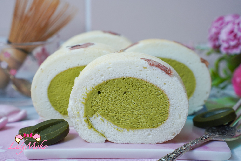 天使蛋糕卷 抹茶甘那許慕斯夾餡 Valrhona matcha chocolate ganache mousse angel roll cake