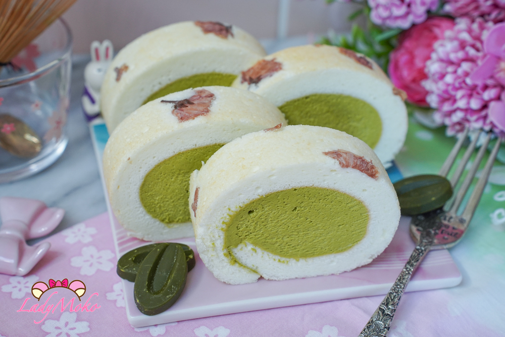 天使蛋糕卷 抹茶甘那許慕斯夾餡 Valrhona matcha chocolate ganache mousse angel roll cake