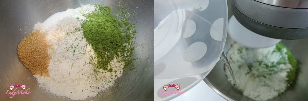 將麵糰的材料依序加入剛盆中