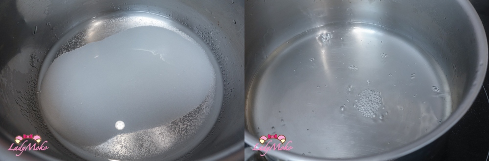 heating water and sugar 水與砂糖煮沸