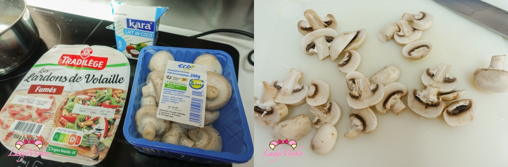 新鮮蘑菇切片，準備製作白醬雞培根披薩配料