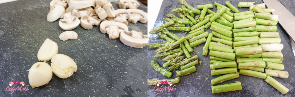 白醬蘆筍培根義大利麵食譜 食材洗好切好