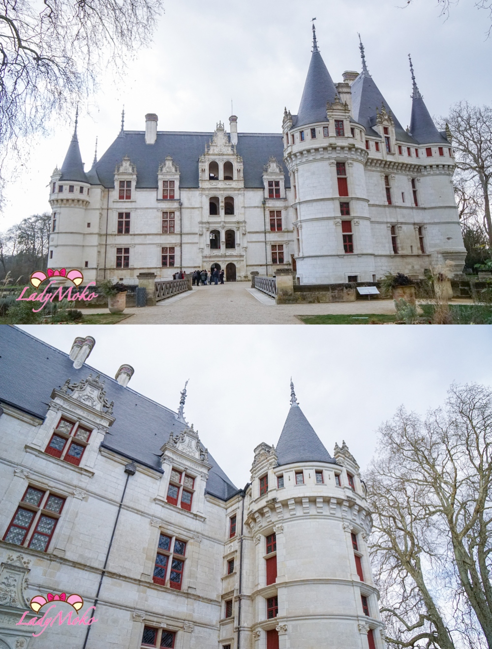 法國羅亞爾河城堡景點 Château d'Azay-le-Rideau 阿澤勒麗多城堡不同角度照片