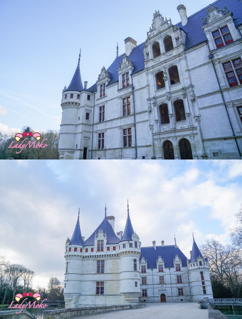 法國羅亞爾河城堡景點 Château d'Azay-le-Rideau 阿澤勒麗多城堡外觀細節不同角度照片