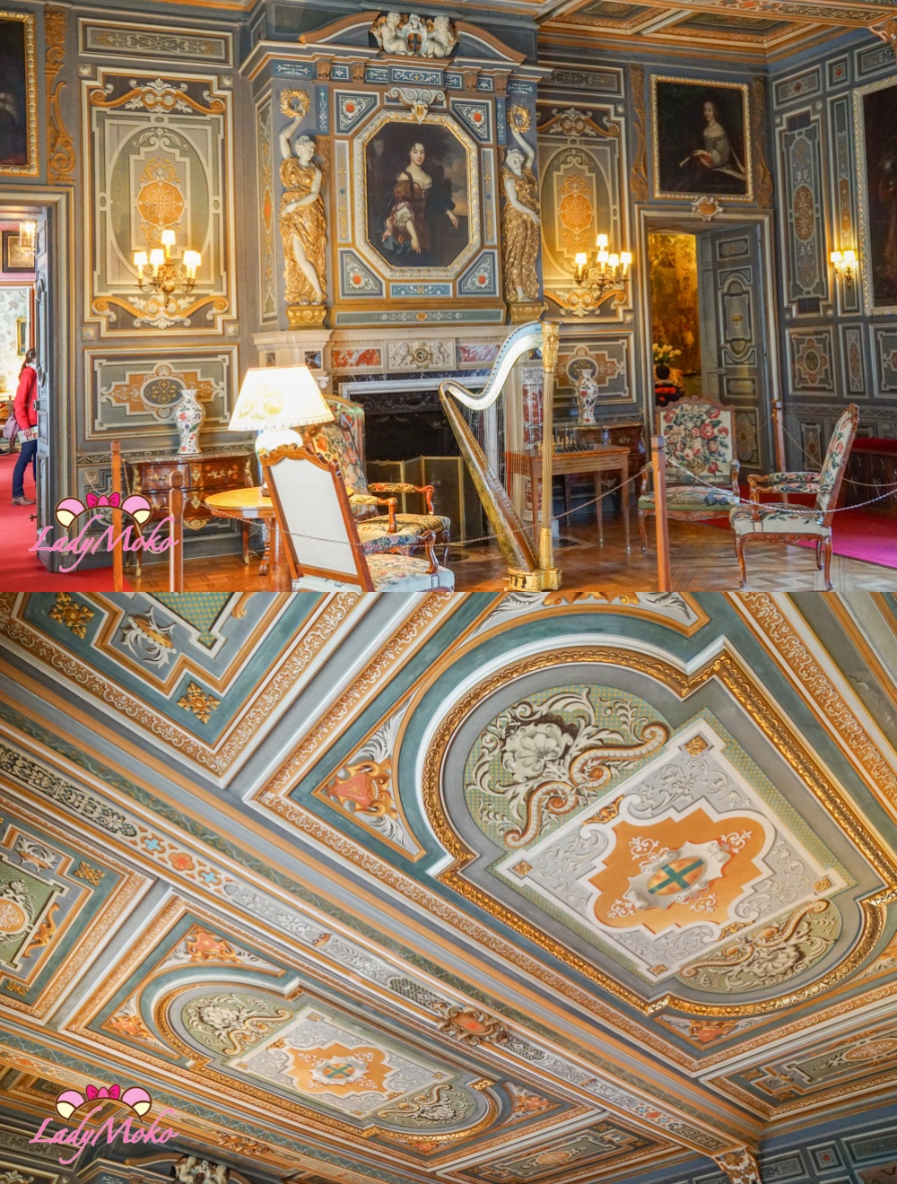 法國羅亞爾河城堡景點 Château de Cheverny 雪維尼城堡 天花板畫作與房間內部