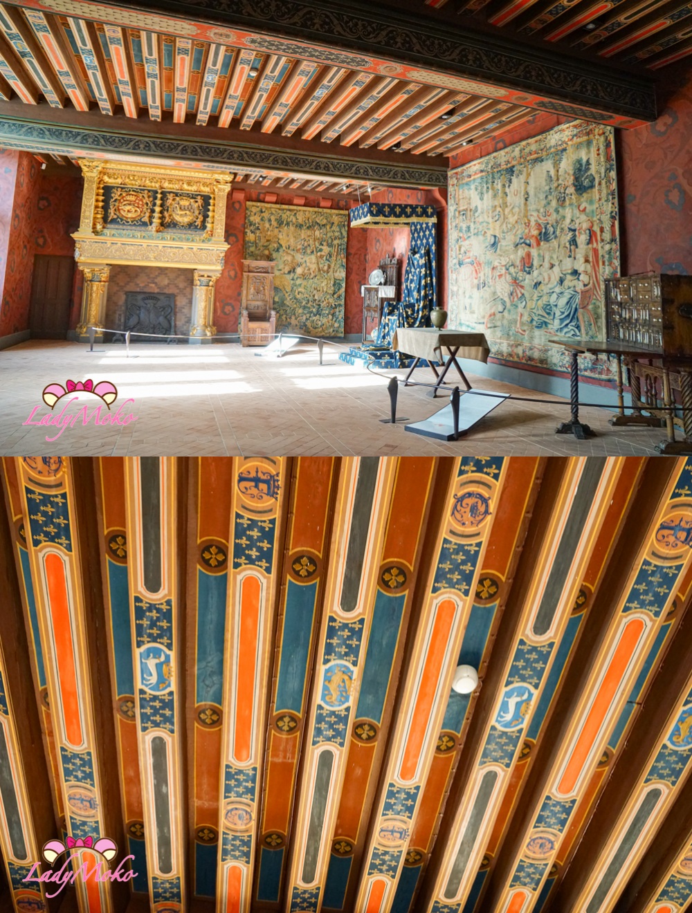 法國羅亞爾河城堡景點 布盧瓦城堡（Château de Blois） 王室公寓內部裝潢與天花板