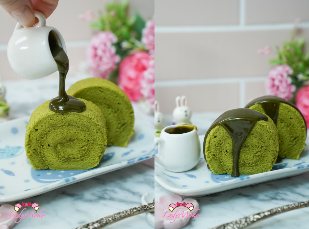抹茶蛋糕捲素捲食譜 Matcha Roll Cake Recipe 琳上抹茶甘納許