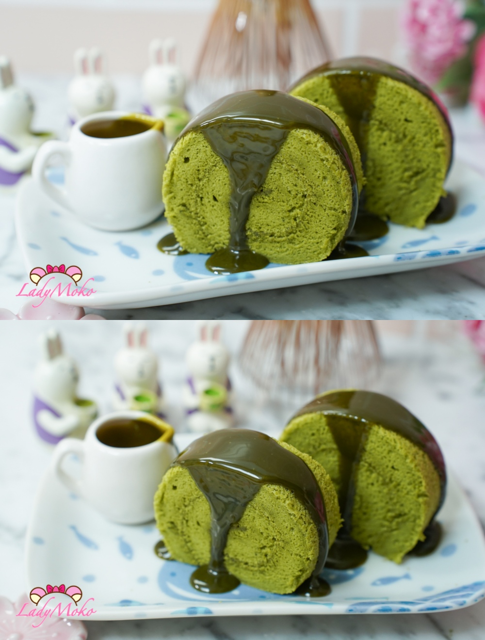 抹茶蛋糕捲素捲食譜 Matcha Roll Cake Recipe 搭配抹茶巧克力甘那許