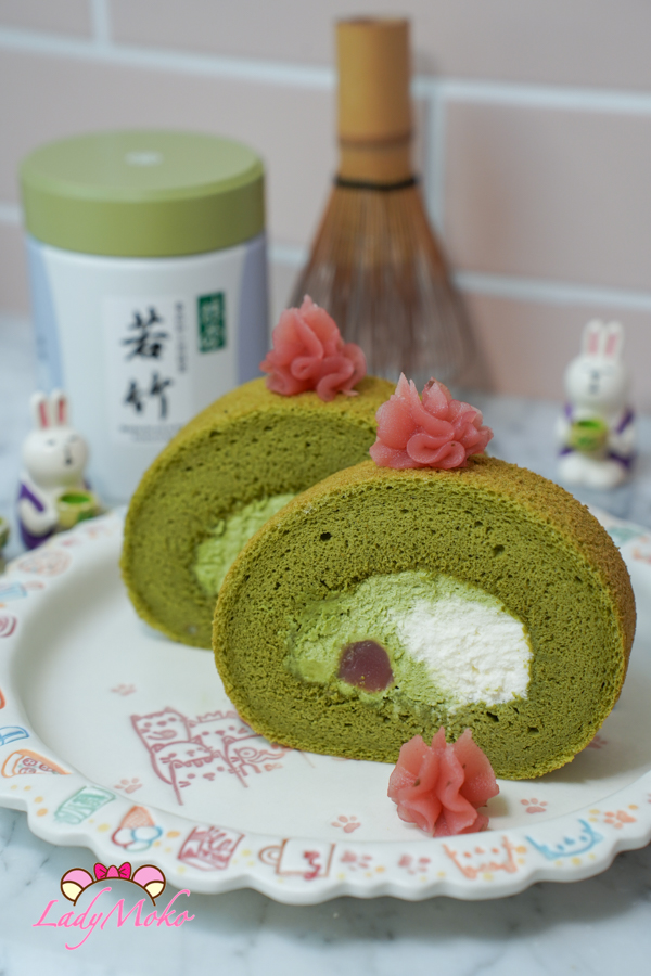 抹茶櫻花雙餡抹茶蛋糕捲食譜 Matcha Sakura Roll Cake Recipe 超厚抹茶蛋糕捲