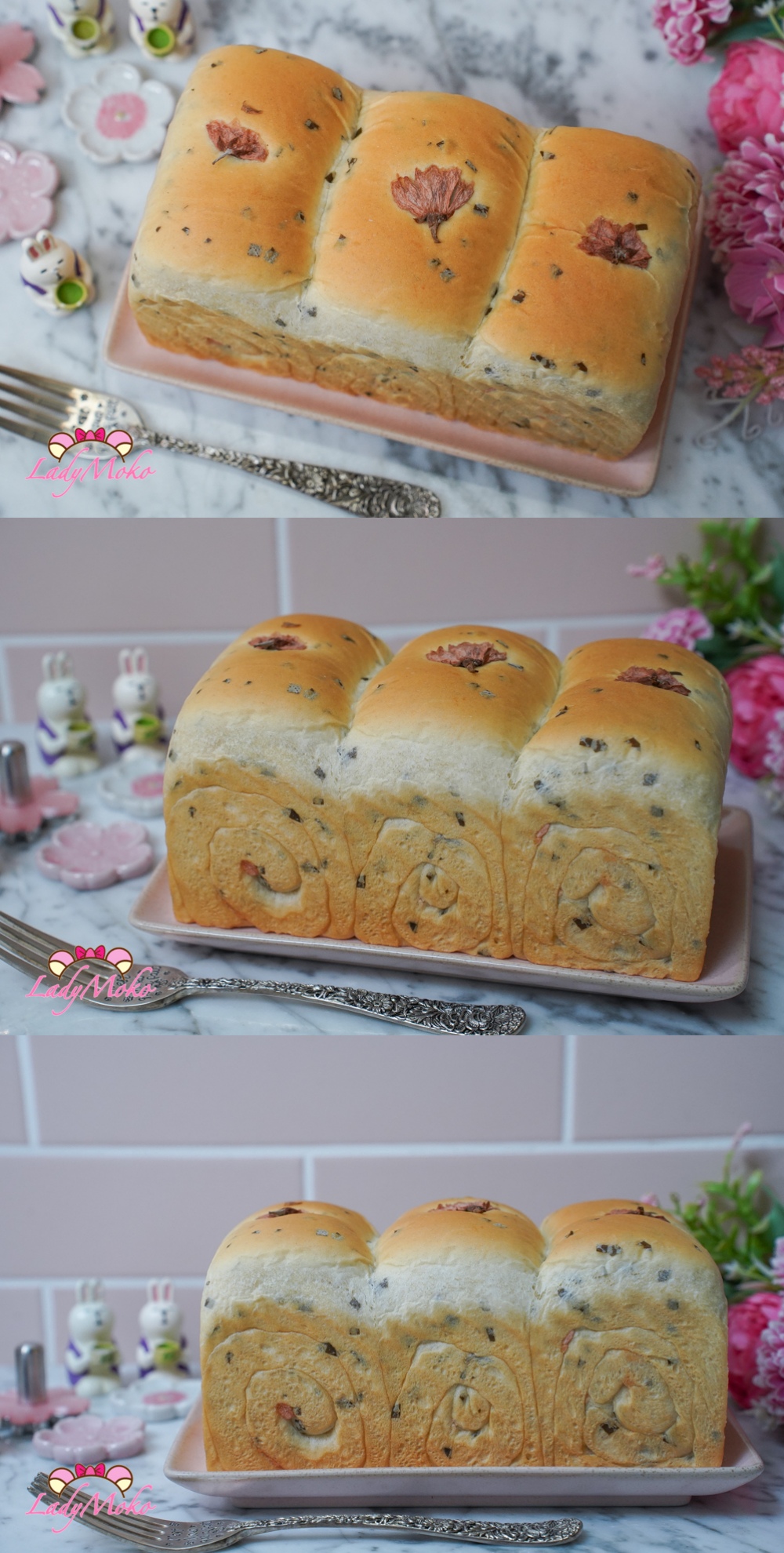櫻花豆沙吐司食譜 Sakura White Bean Paste Bread Recipe 成品照細節