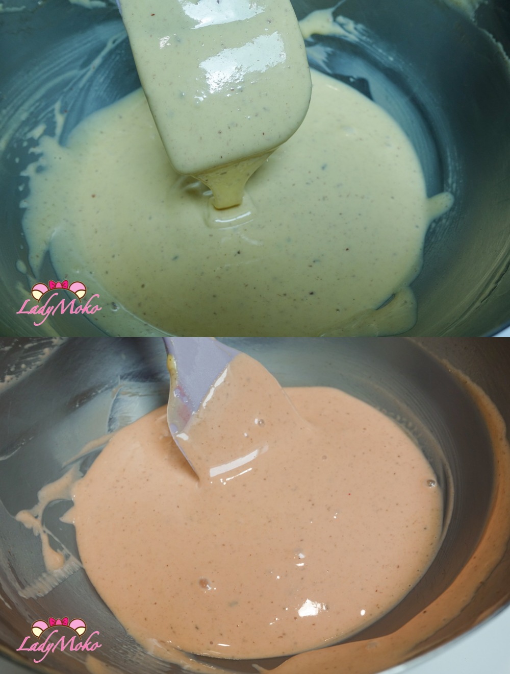櫻花粉紅蛋糕捲食譜 Sakura Pink Roll Cake Recipe 麵糊的狀態