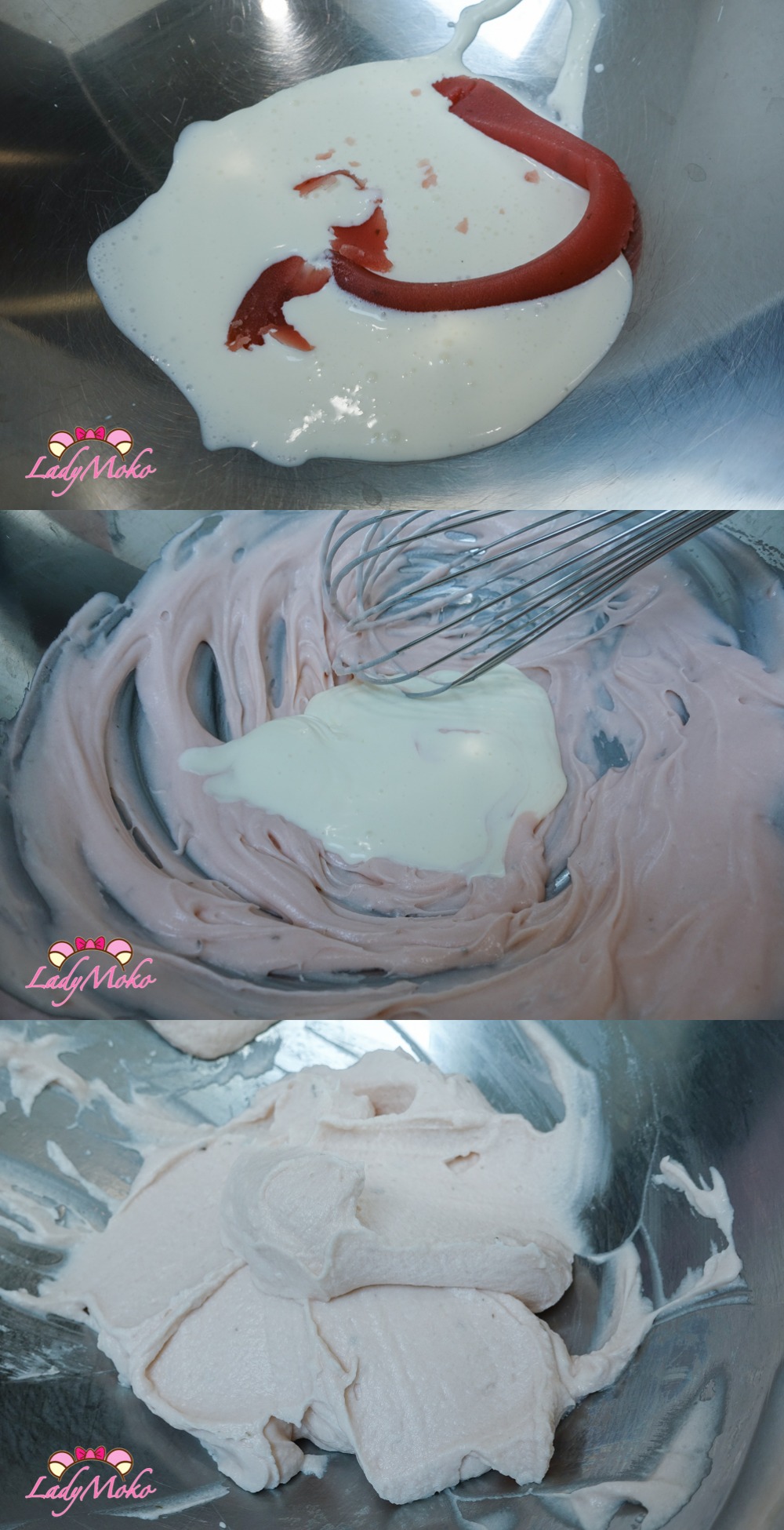 櫻花粉紅蛋糕捲食譜 Sakura Pink Roll Cake Recipe 打發櫻花鮮奶油