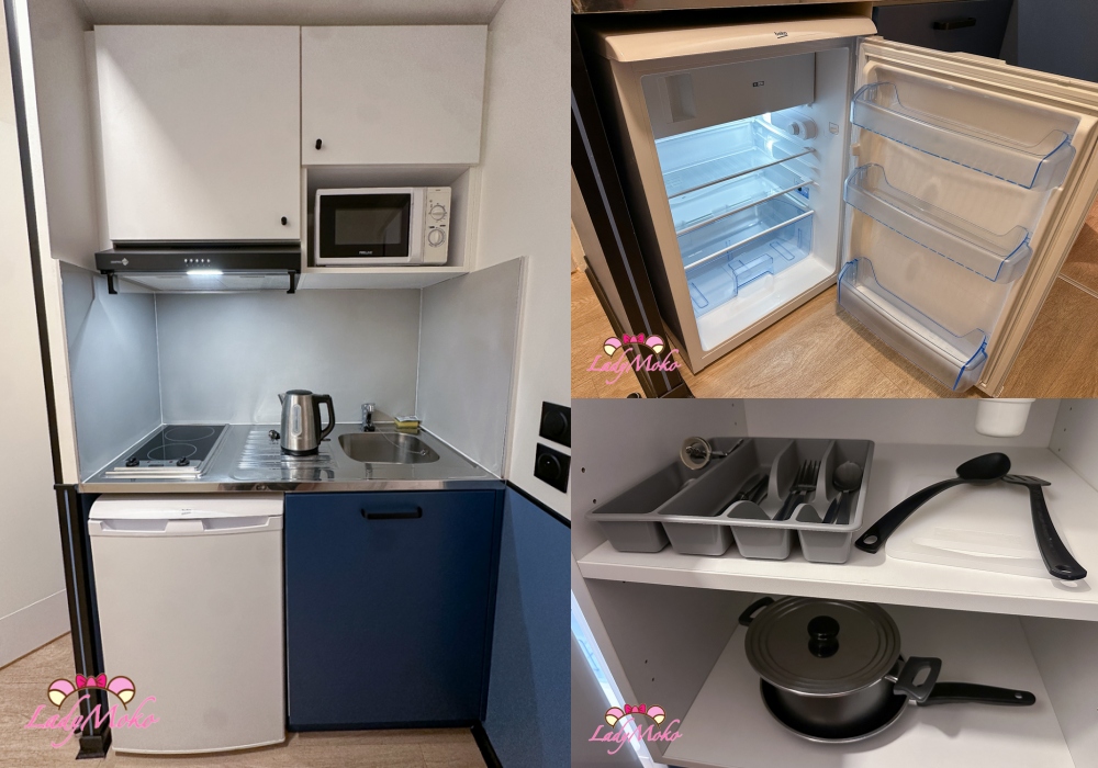 巴黎迪士尼平價飯店推薦 Residence du Parc Val D’Europe 廚房一應具全，根本airbnb