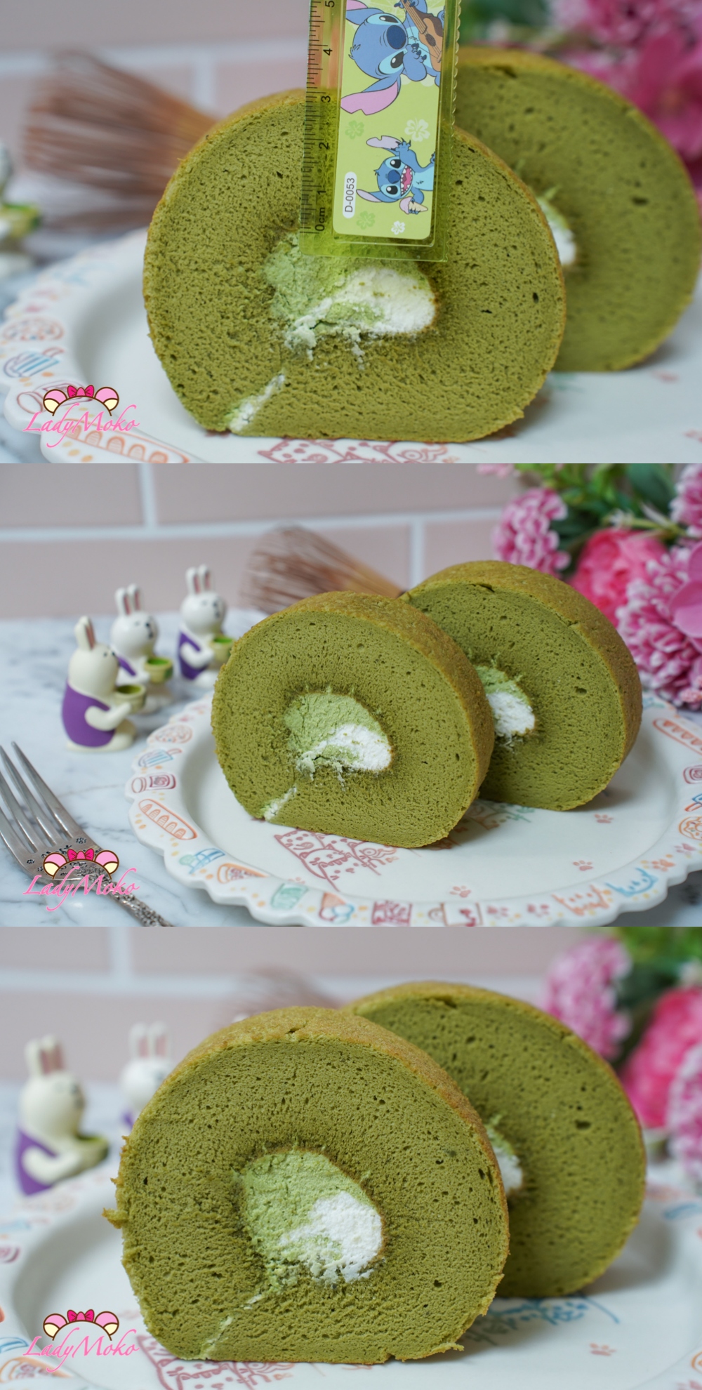 六顆蛋超厚極限抹茶蛋糕捲食譜 Six Egg Extra Thick Extreme Matcha Roll cake Recipe 蛋糕捲切面細節