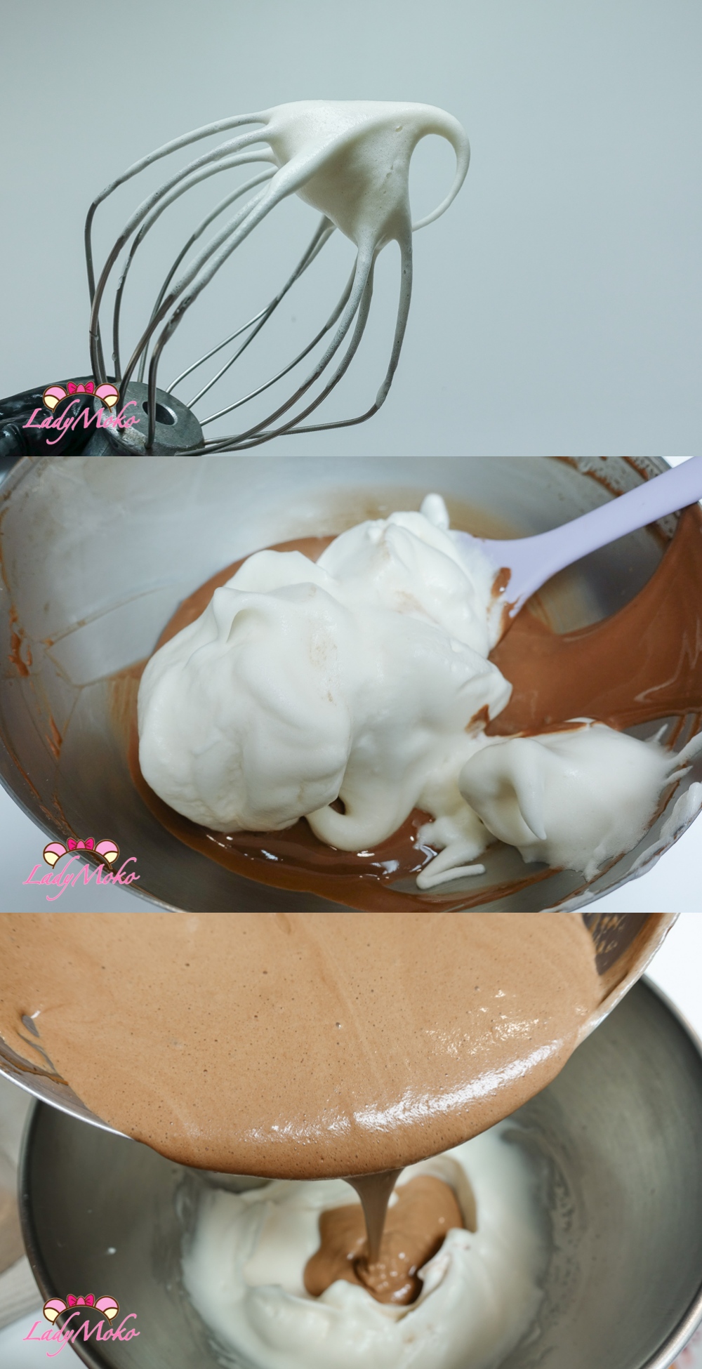 虎皮巧克力蛋糕捲食譜 Tiger Skin Chocolate Cake Roll Recipe 打發蛋白，分次加入蛋黃糊