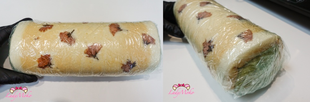 保鮮膜包起天使櫻花蛋糕捲