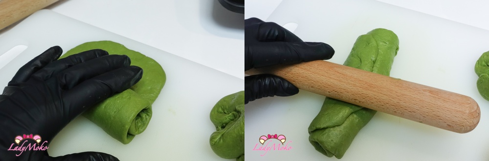 抹茶日本711金吐司食譜 matcha japanese shokupan milk bread recipe 捲麵糰再擀長