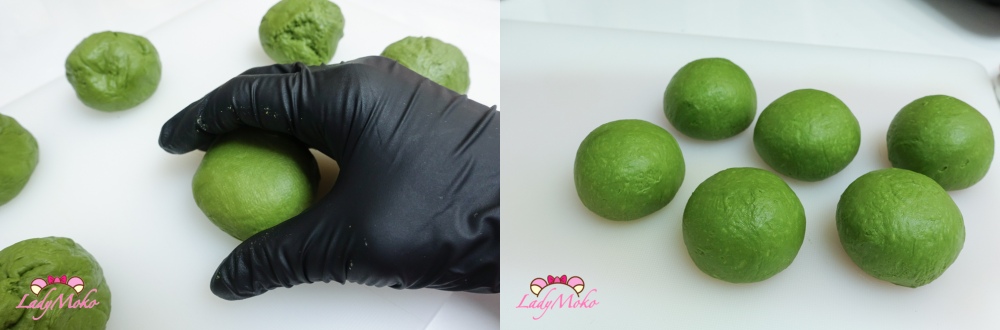 抹茶鹹蛋黃卡士達麵包食譜 麵團滾圓 Matcha Salted egg yolk Custard bread recipe