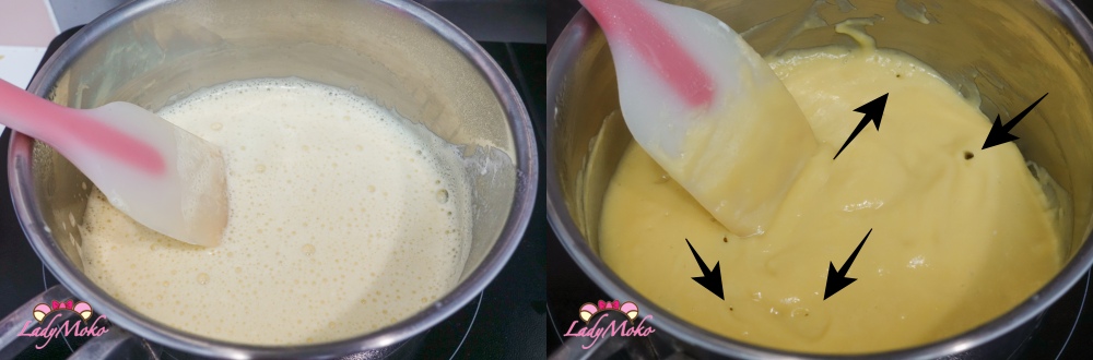 抹茶鹹蛋黃卡士達麵包食譜 煮卡士達醬的過程 Matcha Salted egg yolk Custard bread recipe