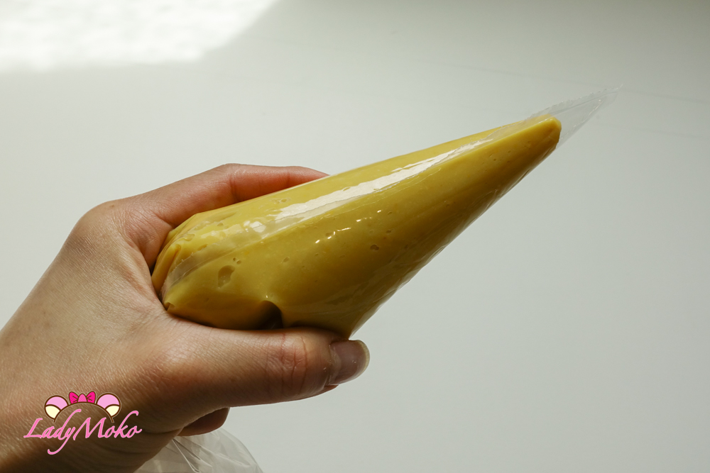 抹茶鹹蛋黃卡士達麵包食譜 完成的鹹蛋黃卡士達醬 Matcha Salted egg yolk Custard bread recipe