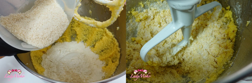 加入麵粉拌成麵糰的步驟 Incorporating flour to form sweet tart dough