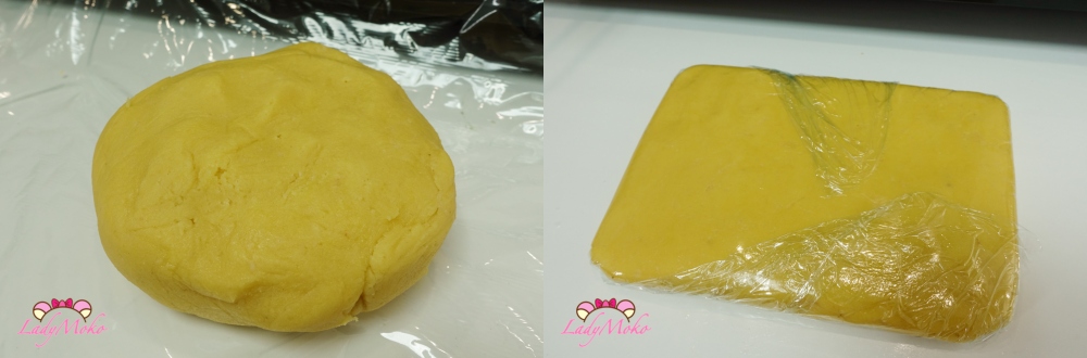 將麵糰壓平成片並冷藏鬆弛 Flattening tart dough and resting in refrigerator