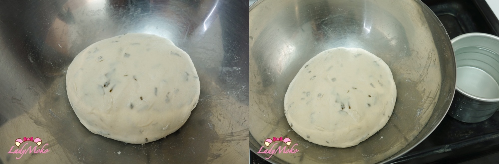 麵糰一次發酵完成 體積膨脹兩倍柔軟細緻 First proofing dough doubled in size soft and airy texture