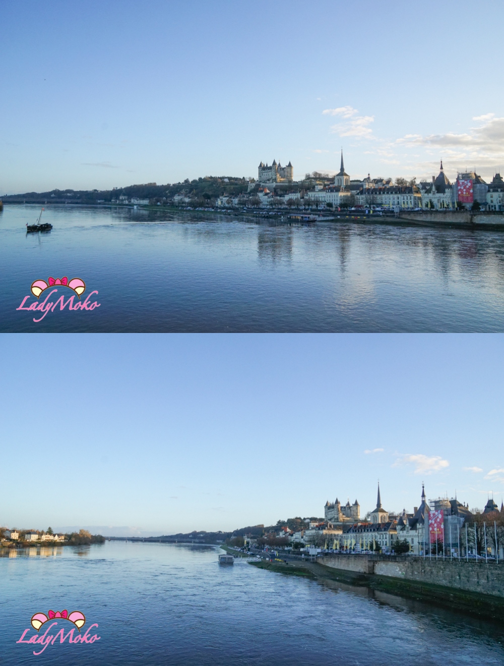 法國羅亞爾河城堡景點 Saumur 索米爾城堡 河面倒影市容