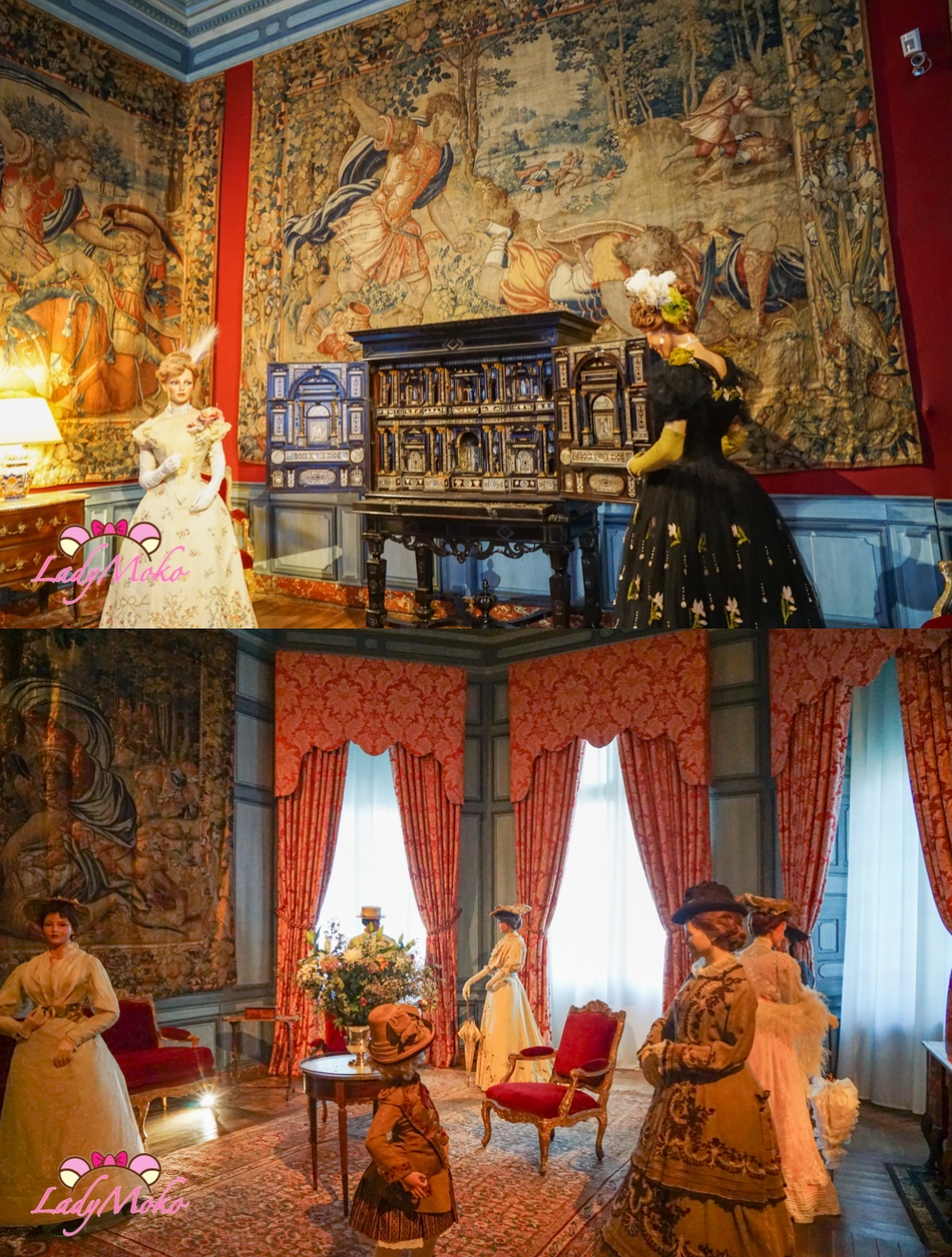 法國羅亞爾河城堡景點 Château d'Ussé 於塞城堡 貴族房間、家具展示、睡美人壞女巫