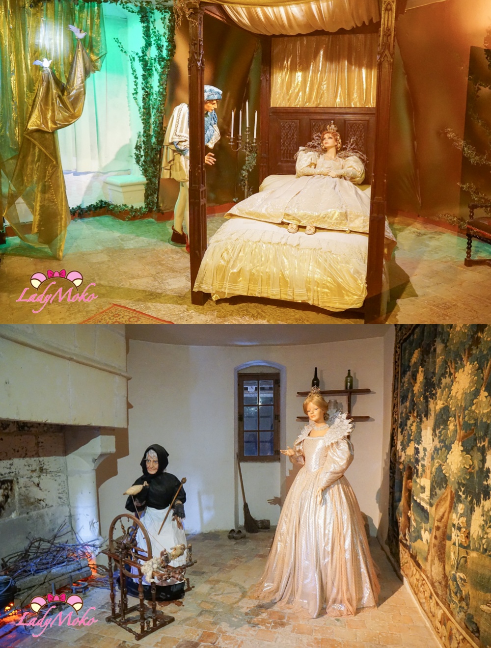 法國羅亞爾河城堡景點 Château d'Ussé 於塞城堡 古董床鋪、睡美人本人