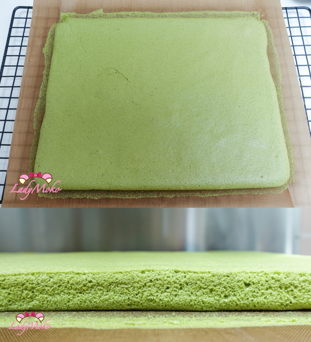 抹茶蛋糕捲素捲食譜 Matcha Roll Cake Recipe 出爐後放涼