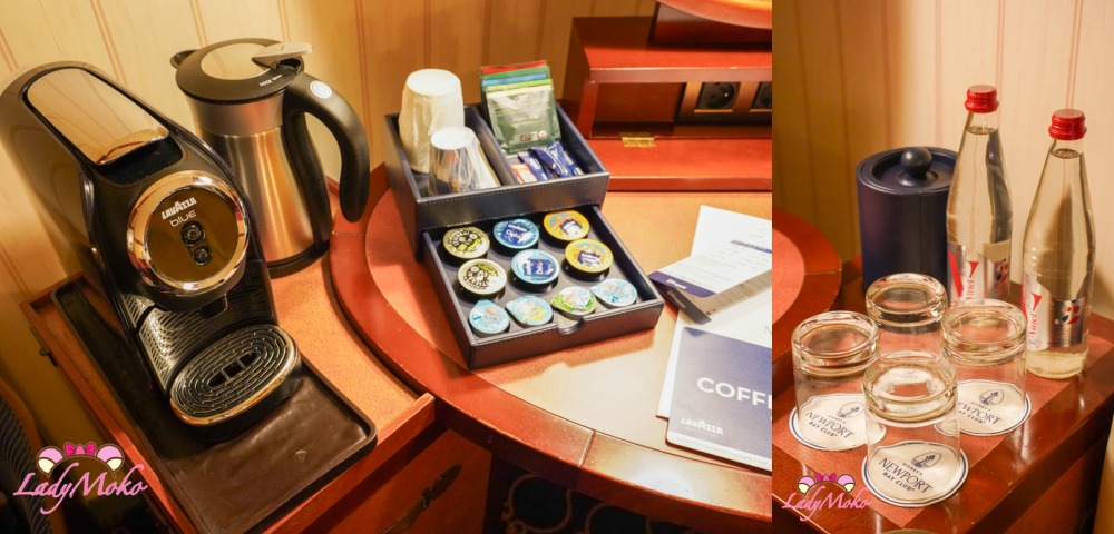 巴黎迪士尼飯店 Disney Newport Bay club 水、飲料、咖啡可以免費使用
