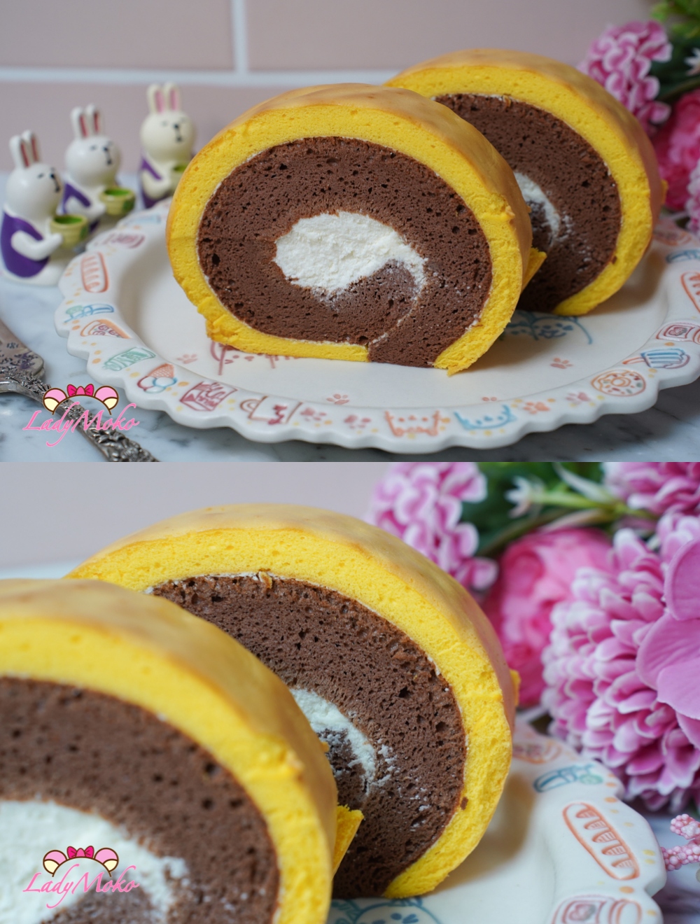 虎皮巧克力蛋糕捲食譜 Tiger Skin Chocolate Cake Roll Recipe 切面細節照片