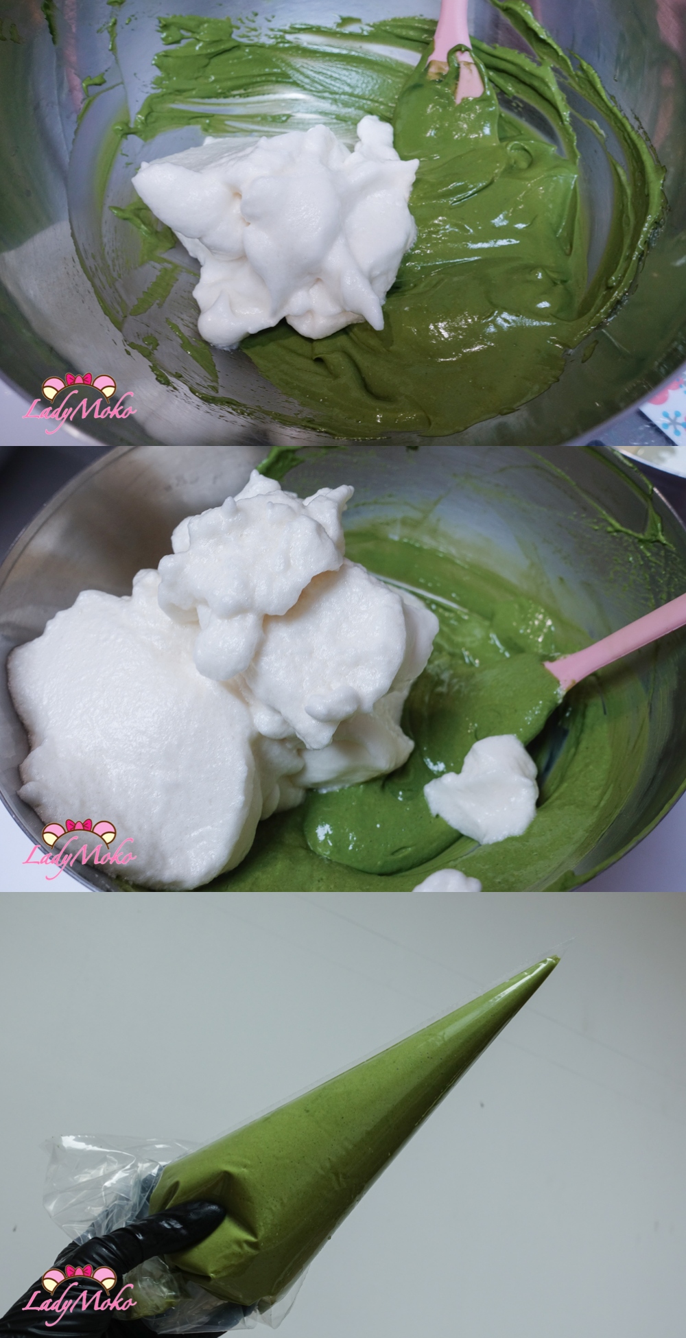 抹茶旋風蛋糕 Hurricane Matcha cake roll 將蛋白霜與蛋黃糊混合