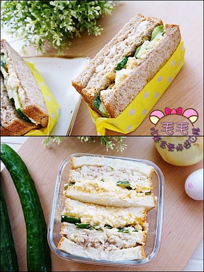 輕食早餐食譜 》雞蛋沙拉鮪魚三明治。健康營養，超美味♥飽足感十足，好吃到只能秒殺 !